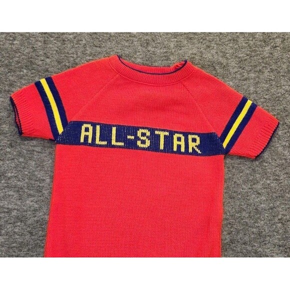 All-Star 18 Month A Little Angel Knit Sweater One Piece Red Blue Vintage - Picture 3 of 13